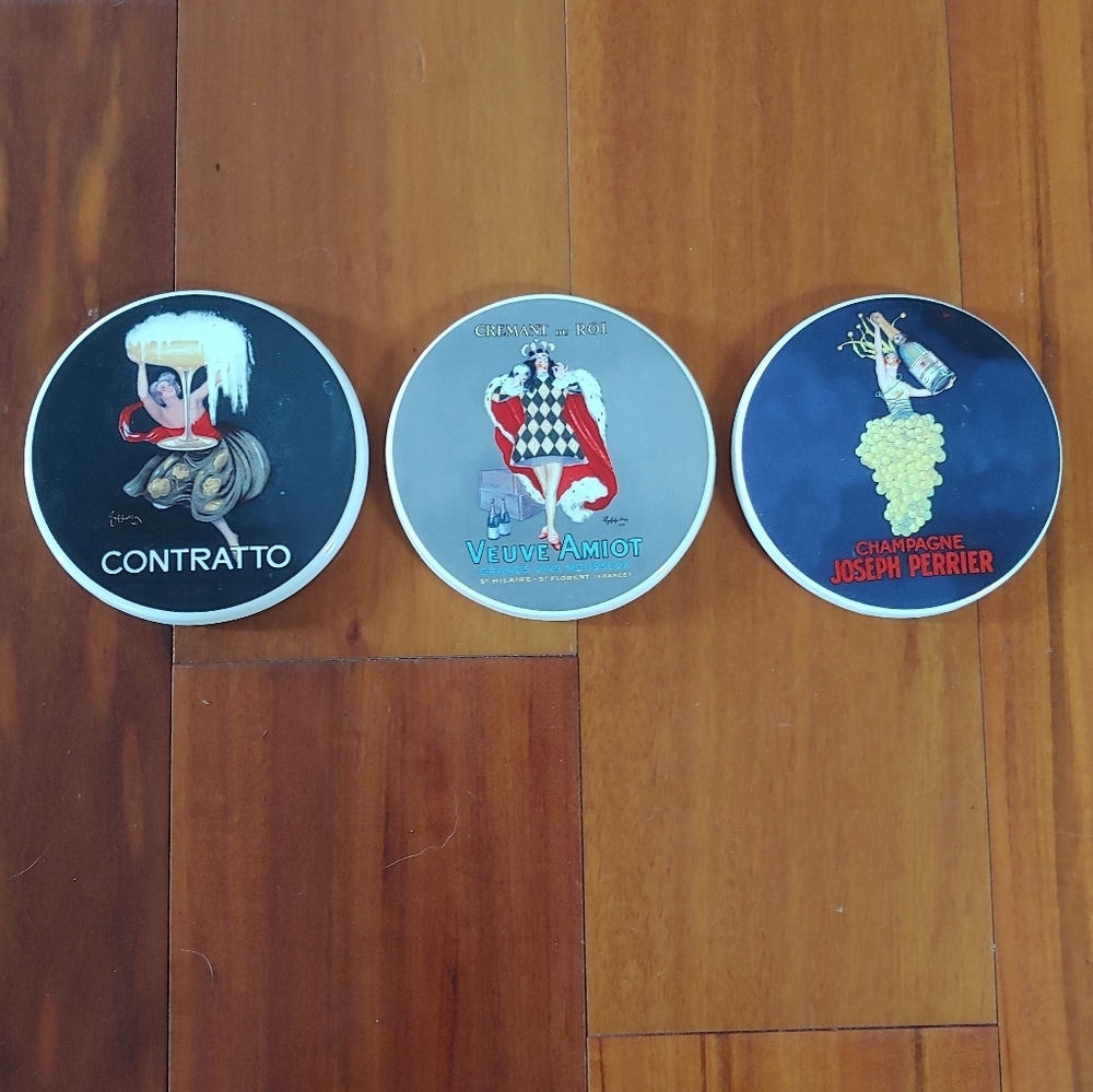 Pottery Barn Bubbly‎ Vintage Champagne Advertisement Coasters Set of 3